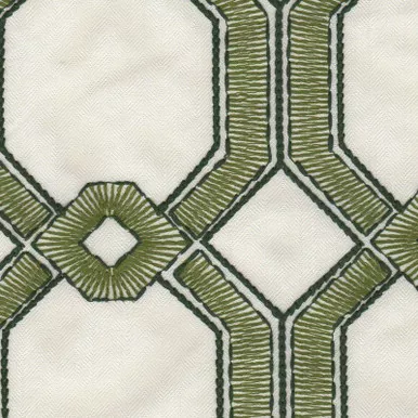 7117411 AVIGNON GRASS Lattice Embroidered Drapery Fabric