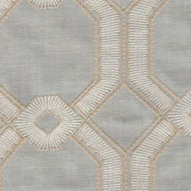 7117412 AVIGNON POWDER Lattice Embroidered Drapery Fabric
