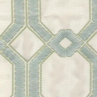 7117413 AVIGNON SEAGLASS Lattice Embroidered Drapery Fabric