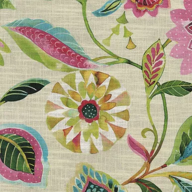 7134111 P/K Lifestyles LIGHT OF DAY APPLE BLOSSOM 47101 Floral Linen Blend Upholstery And Drapery Fabric