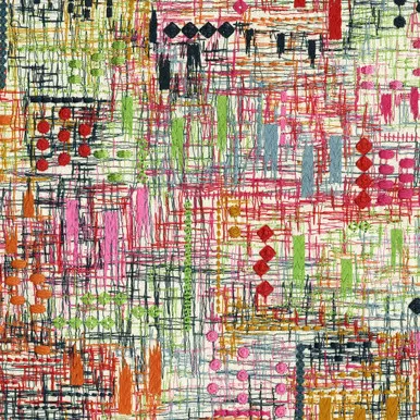 7134211 P/K Lifestyles HANDMADE EMB CARNIVAL 470810 Contemporary Embroidered Drapery Fabric