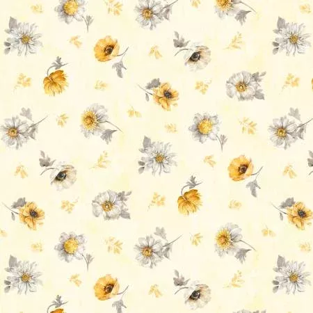 86500-559 FIELDS OF GOLD Yellow Floral Toss