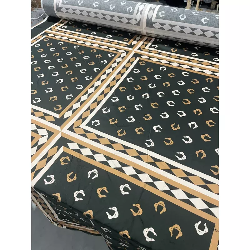 A01 viscose satin brown foulard print