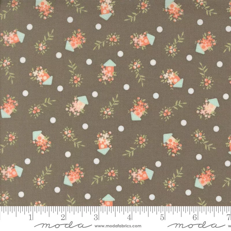 Abloom Slate Birdhouses Yardage by Corey Yoder for Moda Fabrics