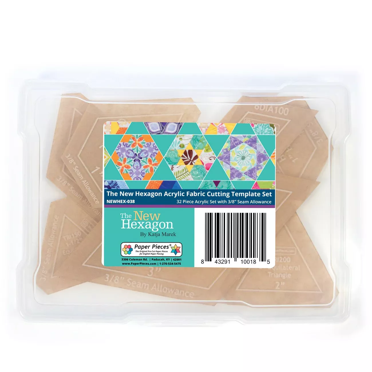 Acrylic Fabric Cutting Template Set of Hexagons 32pc