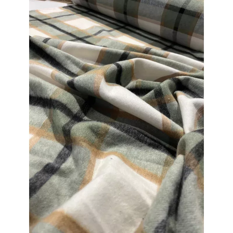 AGATHE 010 heavy wool check khaky/camel