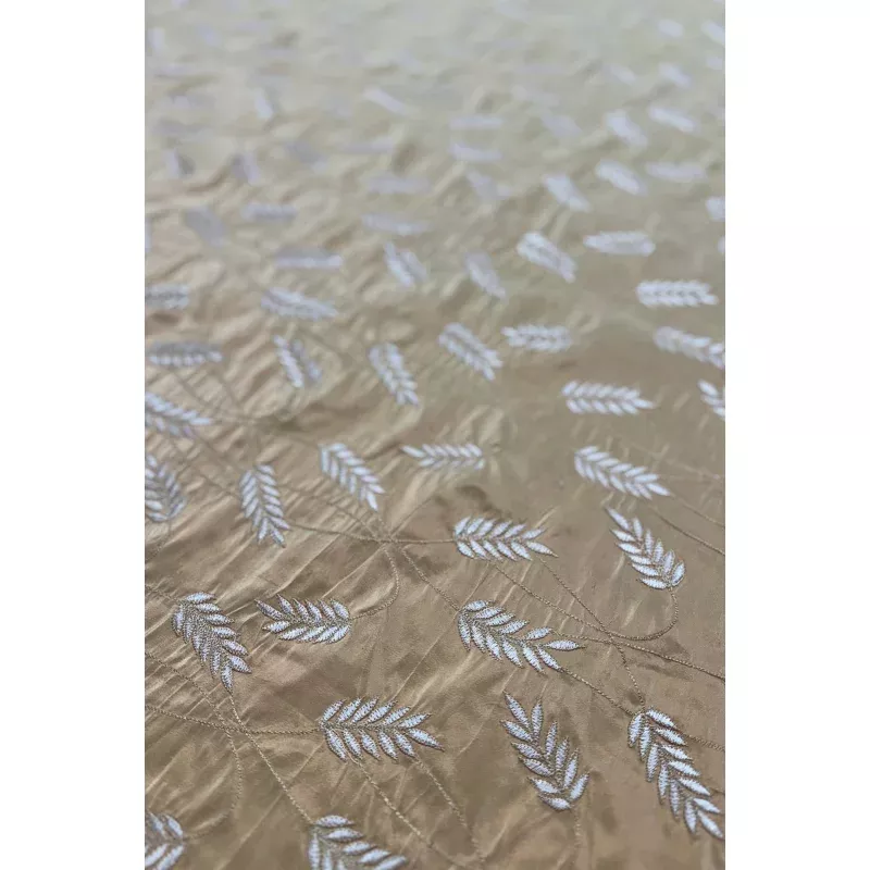 Amber Yellow Embroidered METF-014 Silk Taffeta