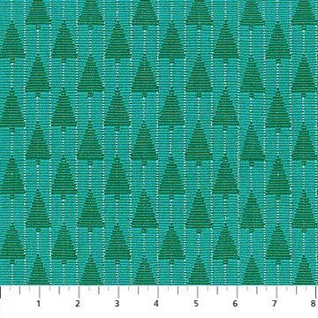 Anna Maria Textiles – Silver Lining – Tree Farm in Turquoise
