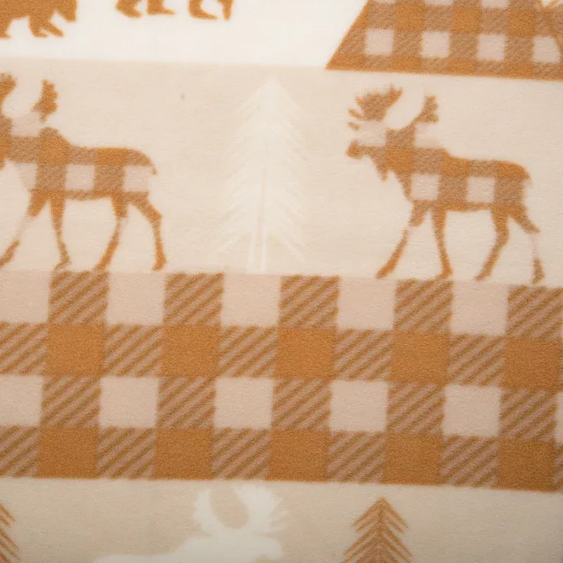 Anti Pill Fleece Print – SLIPPY – Deer / Buffalo – Beige