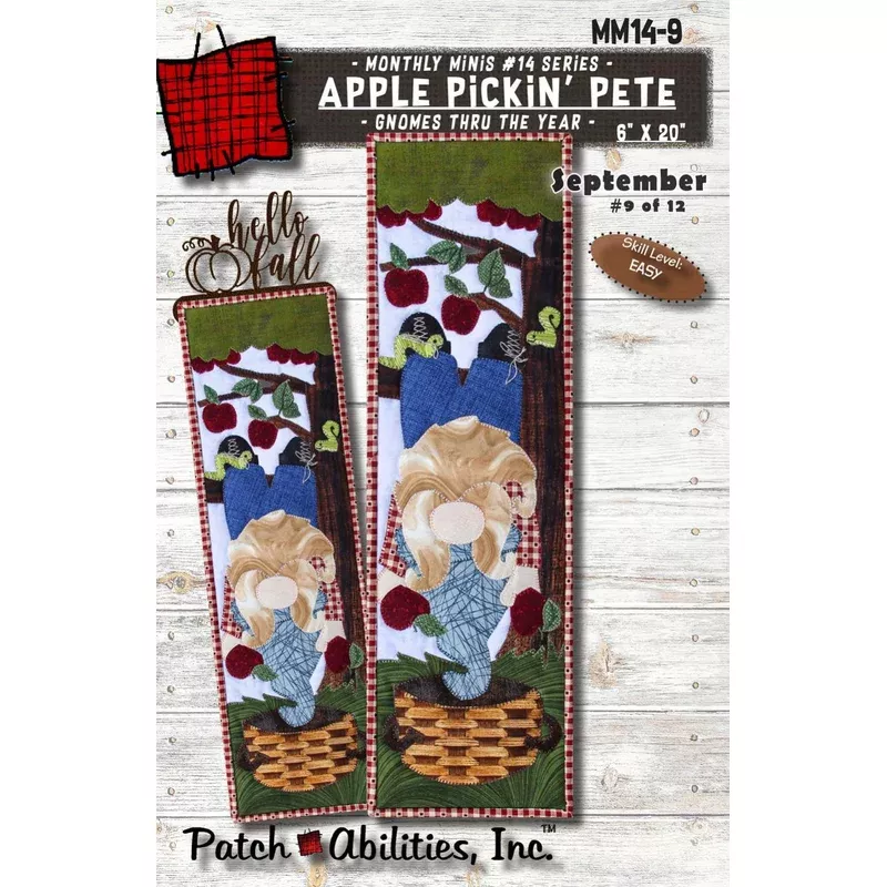 Apple Pickin Pete Mini 6″ x 20″ Pattern Only