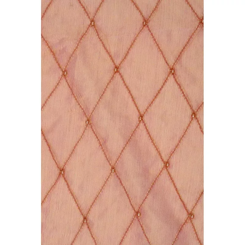 Apricot Orange Embroidered Organza Silk 144 Fabric