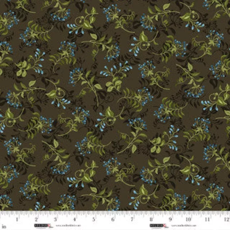 Ashdown Forest Collection with Flowering Vine Toss in Dark Chocolate for Studio E Fabrics