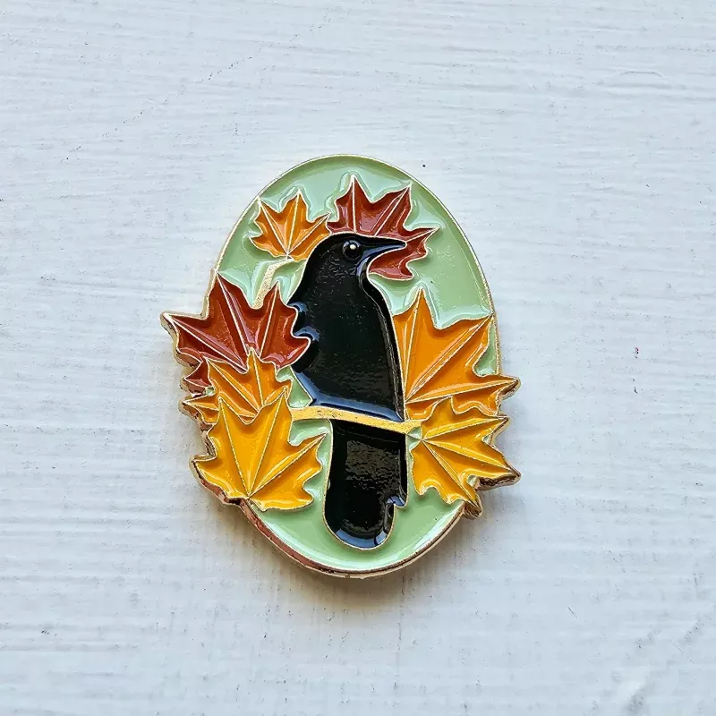 Autumn Crow EnamelNeedle Minder