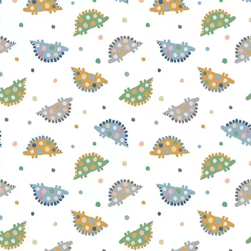 Baby Dino Comfort Flannel Dino & Dots – White