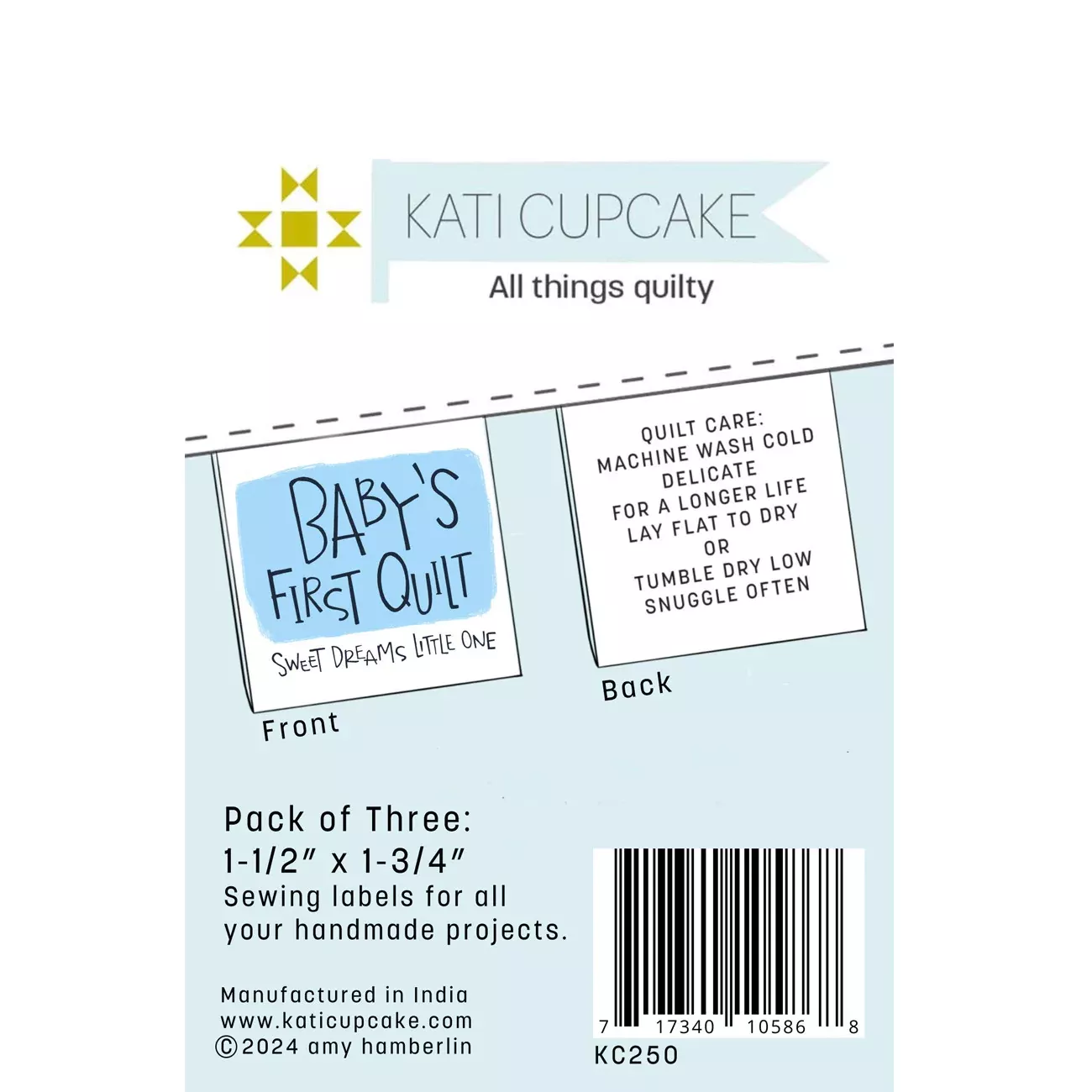 Baby's First Quilt Label Pack Blue