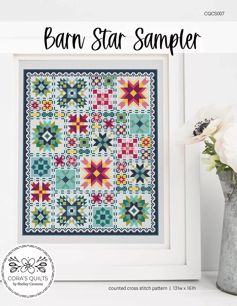 Barn Star Sampler Cross Stitch Pattern