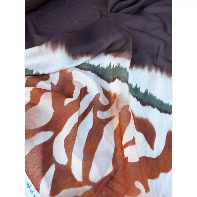 BART 010 animalier/tie dye double border print viscose voile