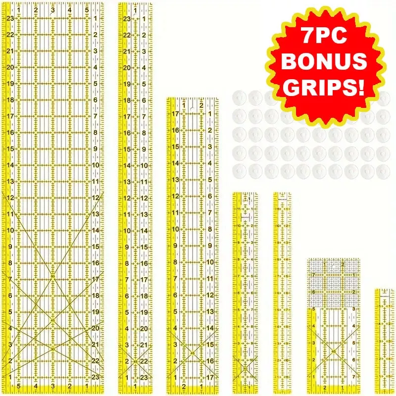 Basic Quilt Ruler Set (7pc) with BONUS Ruler Grips! – Essential Notions