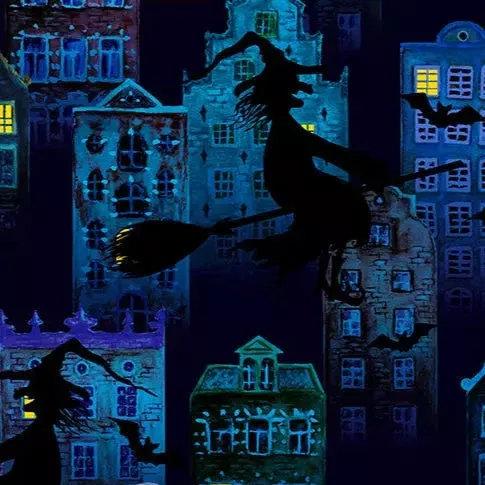 Batty Witch Digital Cuddle Multi Fabric per yard