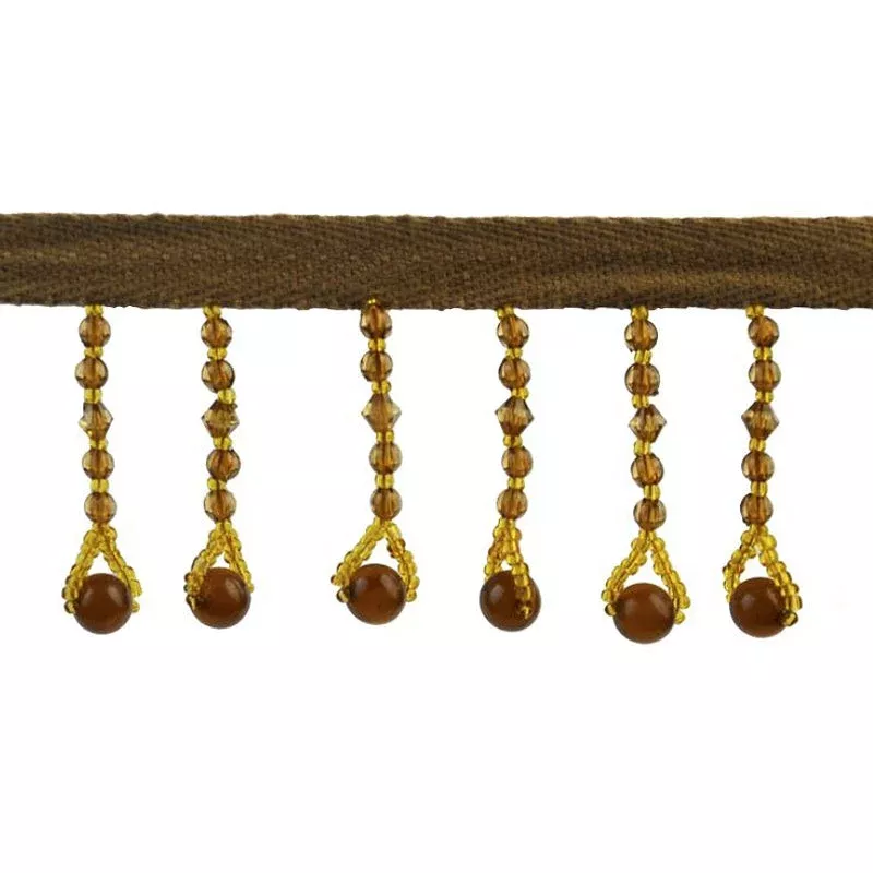 Beaded Fringe – 2″ width (10 Yard Roll) – BB-932-16/10 Sable and Gold