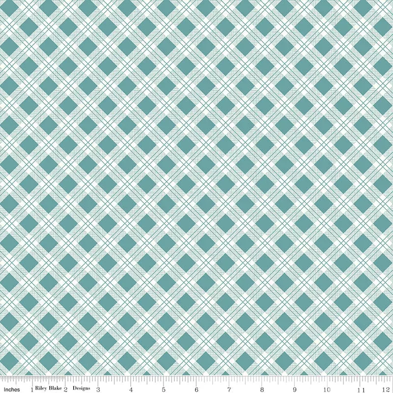 Bee Plaids Teal Scarecrow Yardage by Lori Holt for Riley Blake Designs