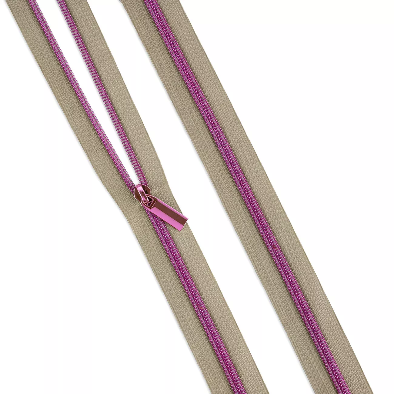 Beige #5 Nylon Tula Pink Coil Zipper 3yds and 9 Pulls
