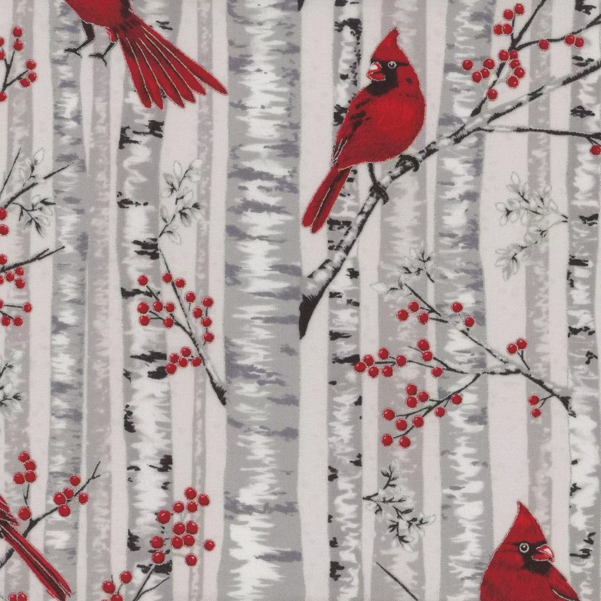 Berries and Birch X7794 483S Fog Silver fabric by Hoffman Fabrics
