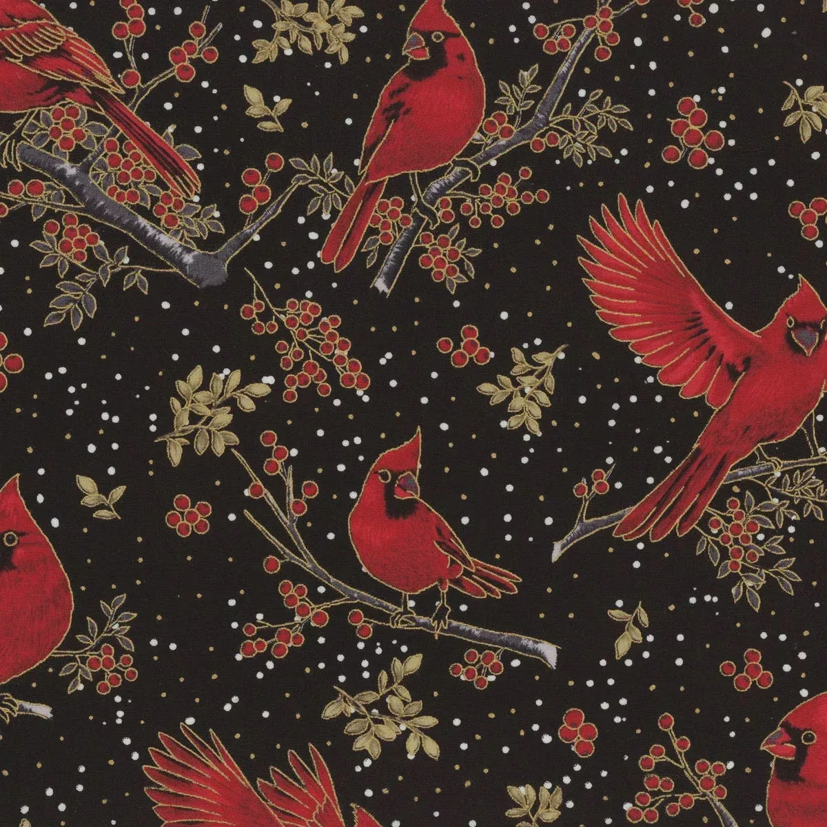 Berries and Birch X7796 4G Black Gold fabric by Hoffman Fabrics
