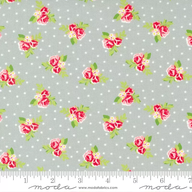 Berry Basket Stone Tiny Flowers Yardage by April Rosenthal for Moda Fabrics
