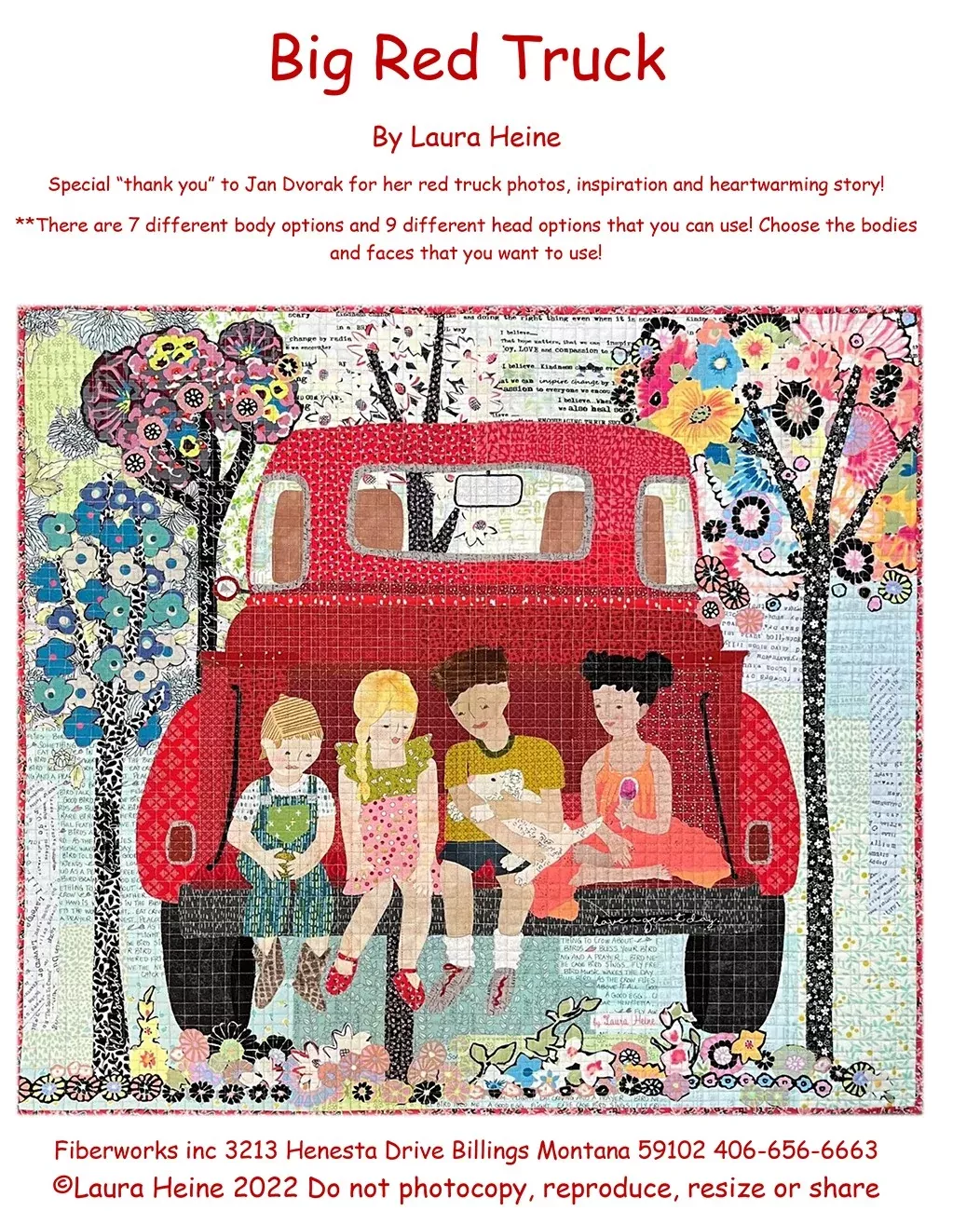Big Red Truck Collage Pattern
