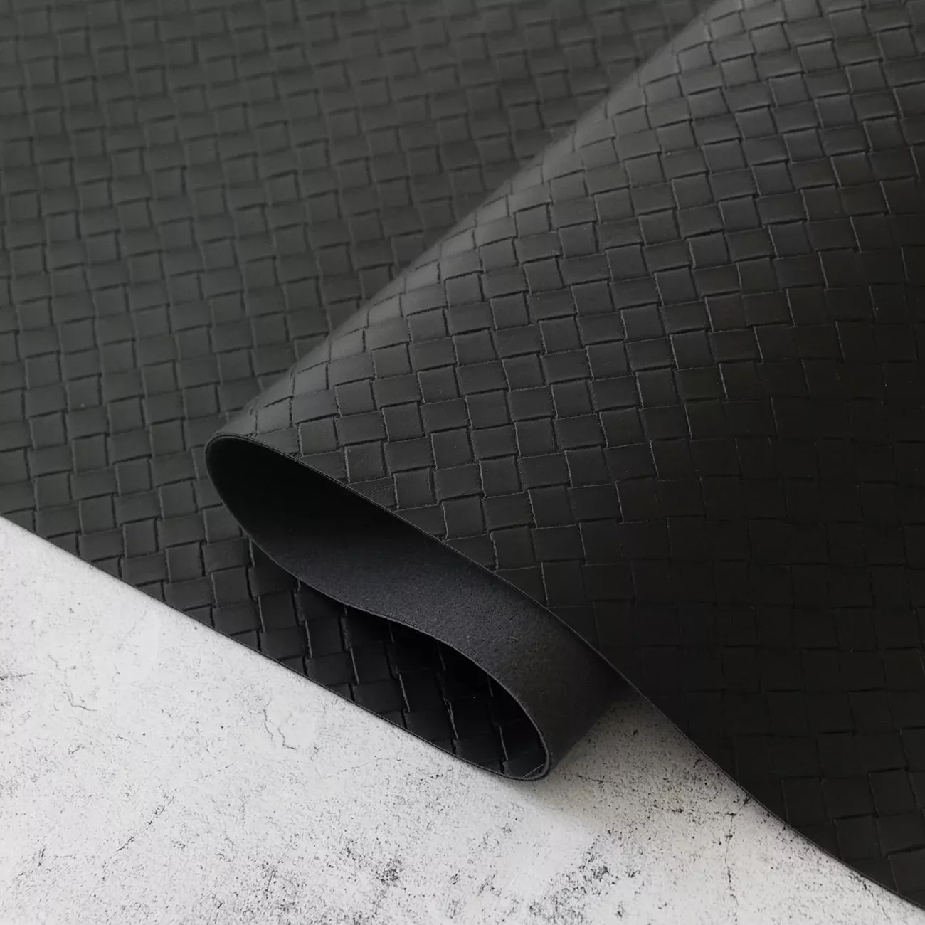 Black Basket Weave Faux Leather 1 /2yd