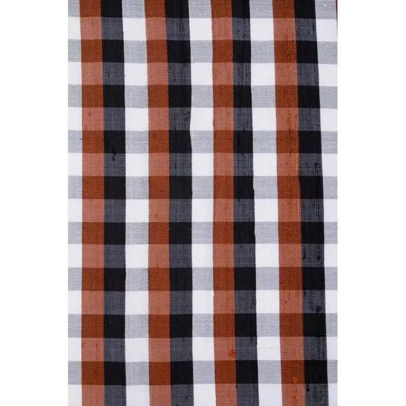 Black Coffee Check 91 Plaid Silk Shantung