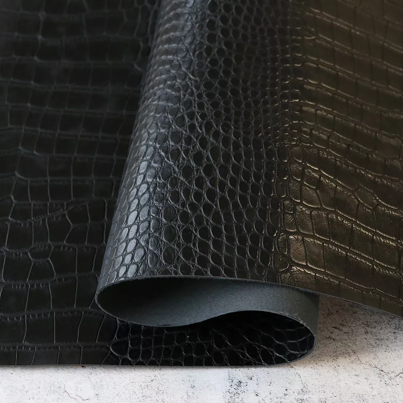 Black Faux Alligator Leather 1 /2yds