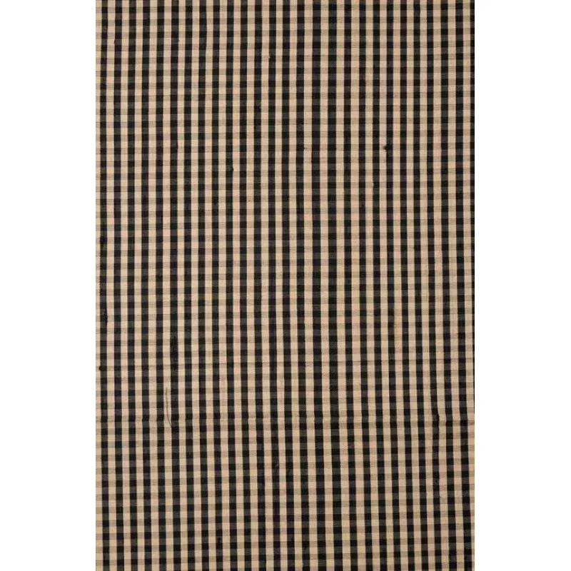 Black Gold Check 160 Plaid Silk Shantung