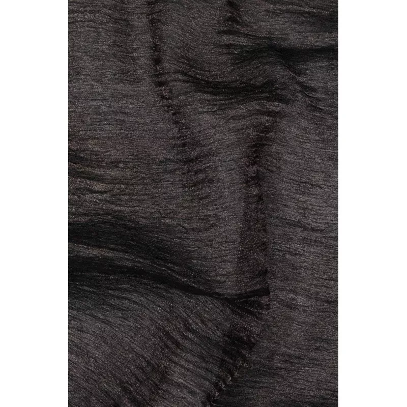 Black Metallic Crushed Organza Fabric