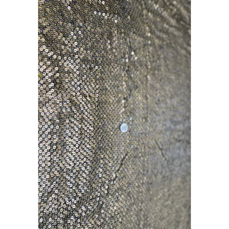 Black Organza with Bronze Sequences Embroidered Organza