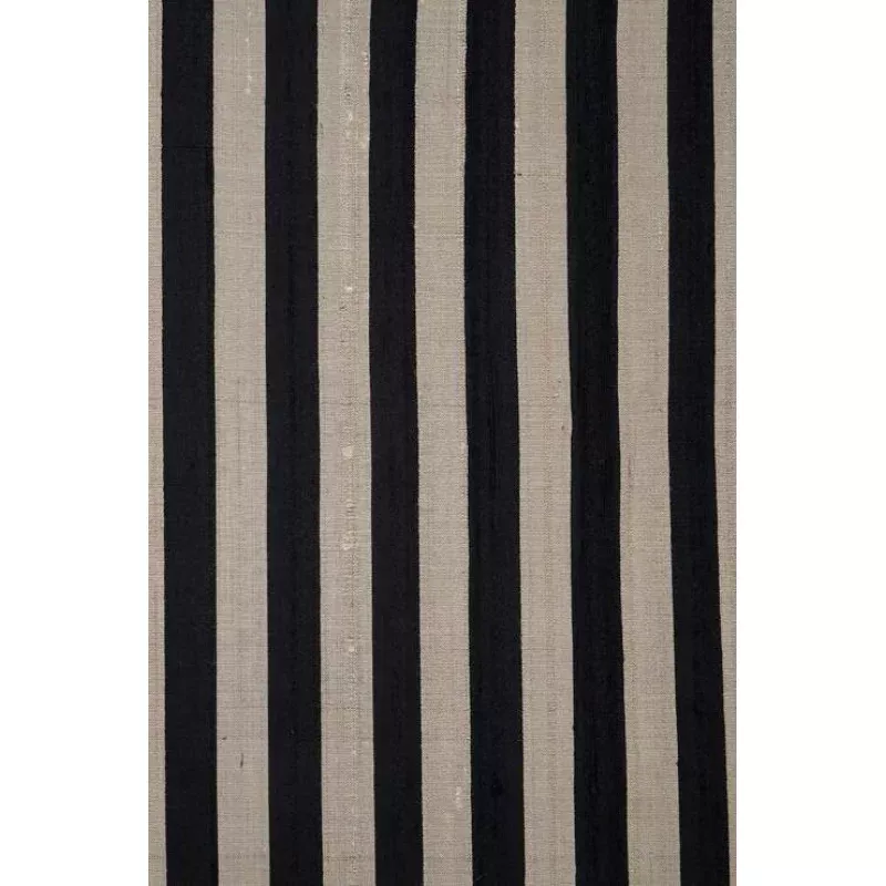 Black Silver 59 Striped Silk Shantung