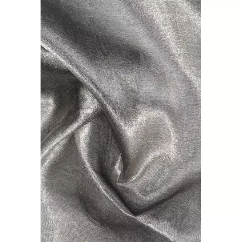 Black Silver Metallic Organza Fabric