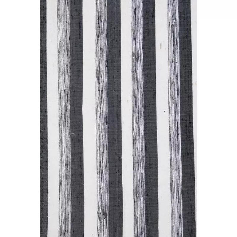 Black White 49 Striped Silk Shantung