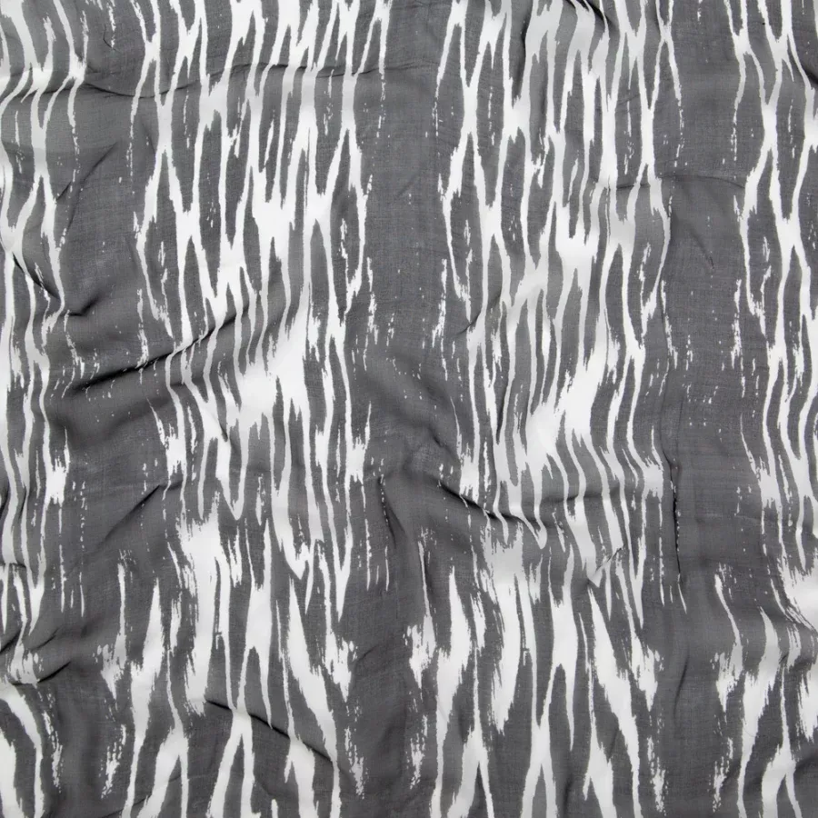 Black and White Abstract Silk Chiffon Fabric