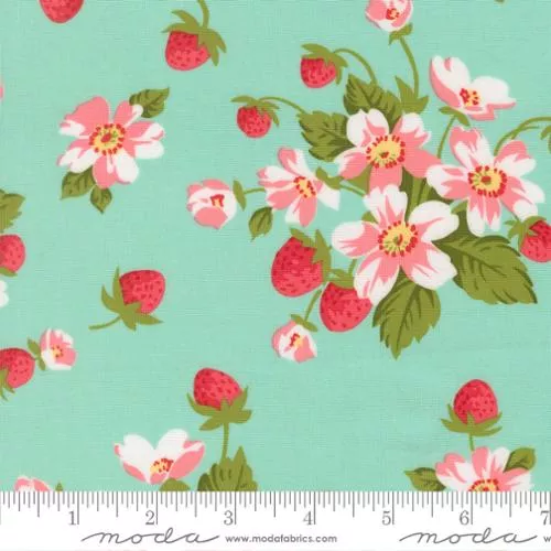 Bloomsberry In Bloom Cotton Fabric - Aqua 55350 13