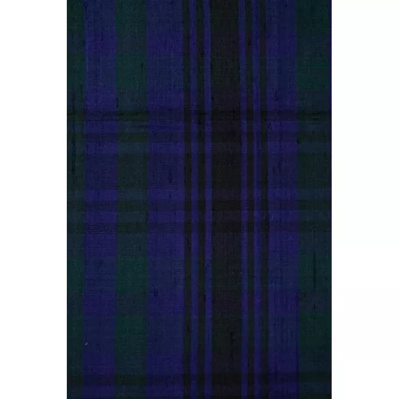Blue Check 147 Plaid Silk Shantung