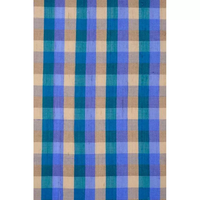 Blue Check 93 Plaid Silk Shantung