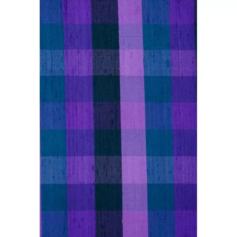 Blue Check 99 Plaid Silk Shantung