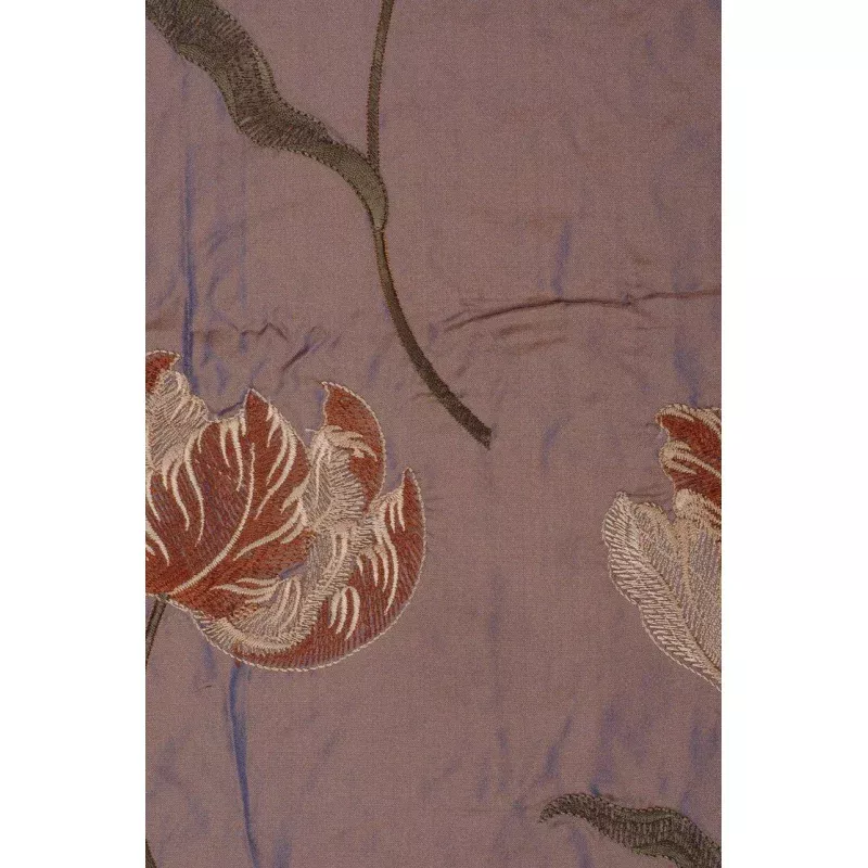 Blue Coral Embroidered Taffeta Silk 504 Fabric