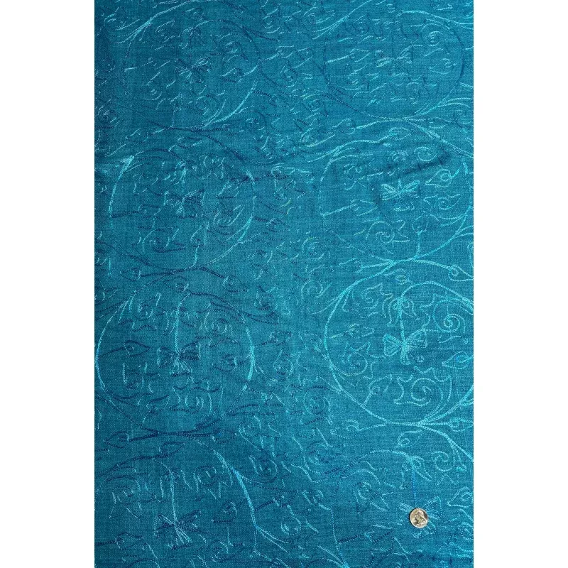 Blue Embroidered Silk Linen MEMT-018-42