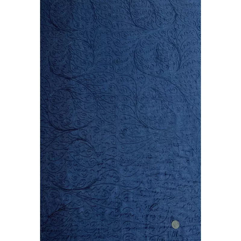 Blue Embroidered Silk Linen MEMT-026-01