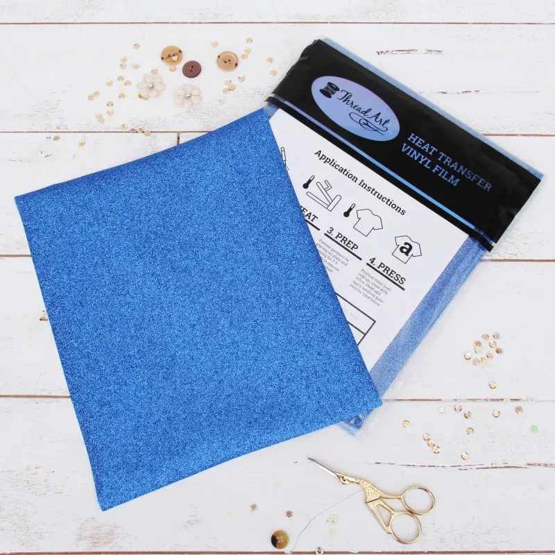 Blue GlitterIron On Vinyl – Pack of Heat Transfer Sheets