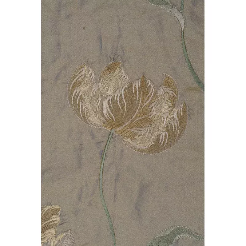 Blue Gold Embroidered Taffeta Silk 504 Fabric