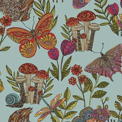 Blue Green Teal Small Wonders Toss Cotton 44″/45″ Fabric Per Yard